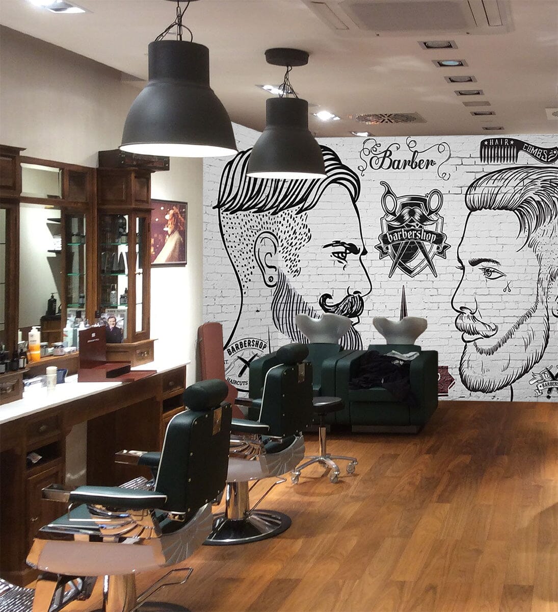 3D Cut Hair 1453 Barber Shop Wall Murals Wallpaper AJ Wallpaper 2