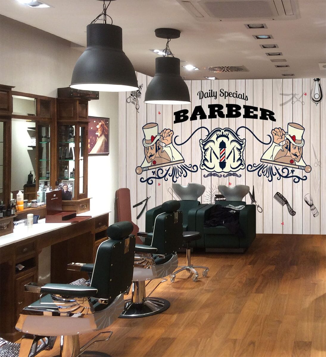 3D Cute Shape 1411 Barber Shop Wall Murals Wallpaper AJ Wallpaper 2