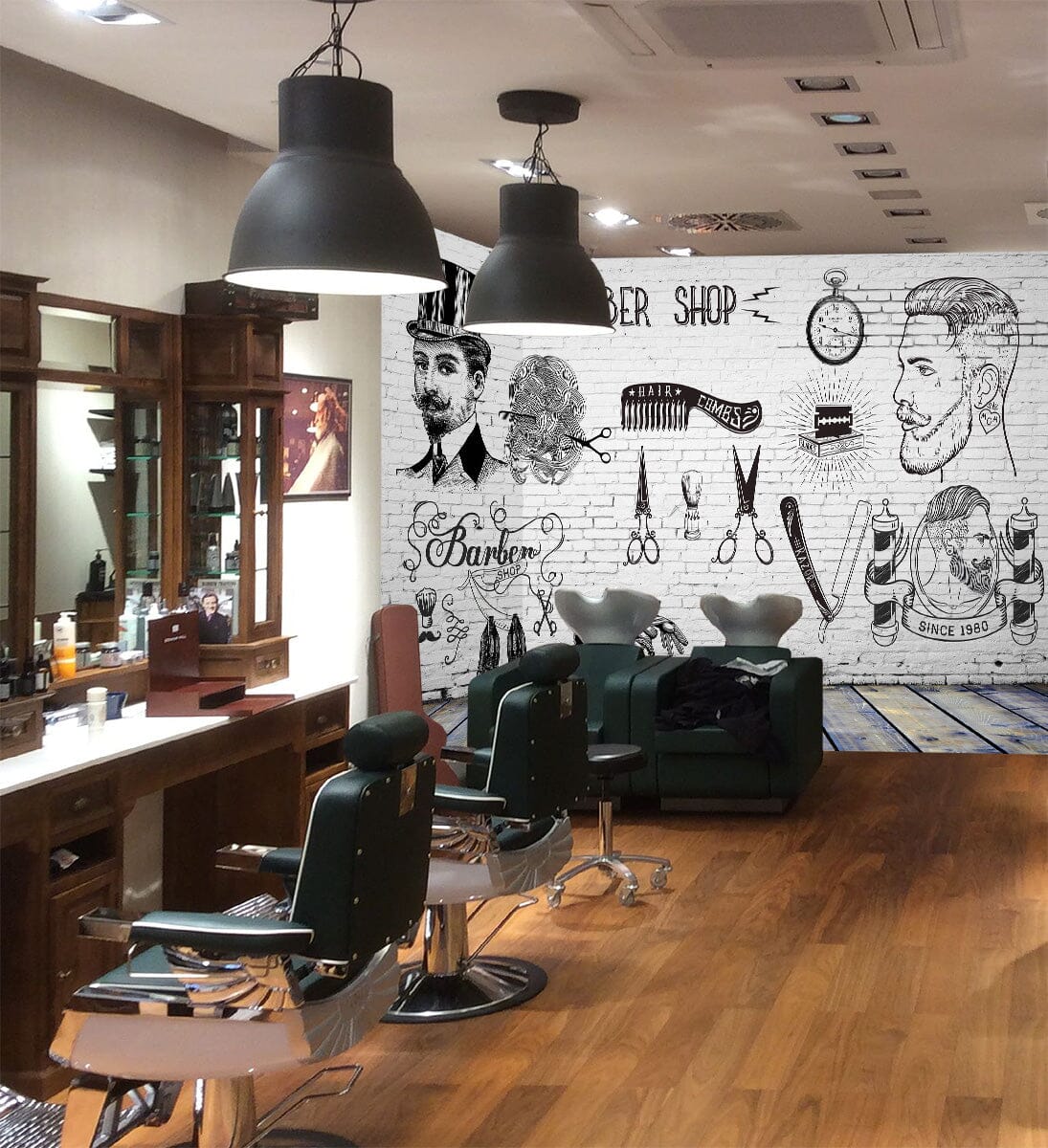 3D Man Cut Hair 1490 Barber Shop Wall Murals Wallpaper AJ Wallpaper 2
