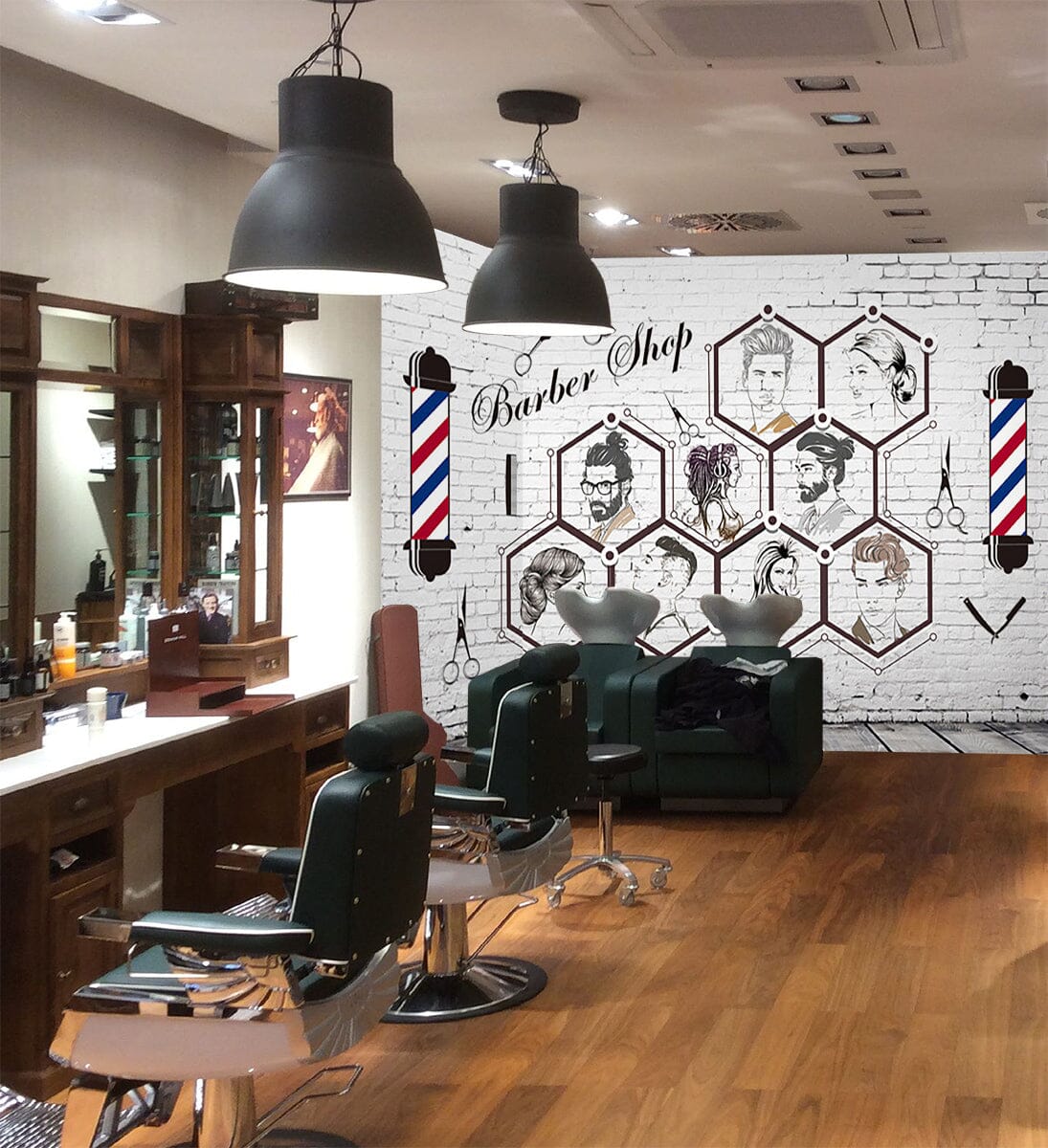 3D Man Cut Hair 1450 Barber Shop Wall Murals Wallpaper AJ Wallpaper 2