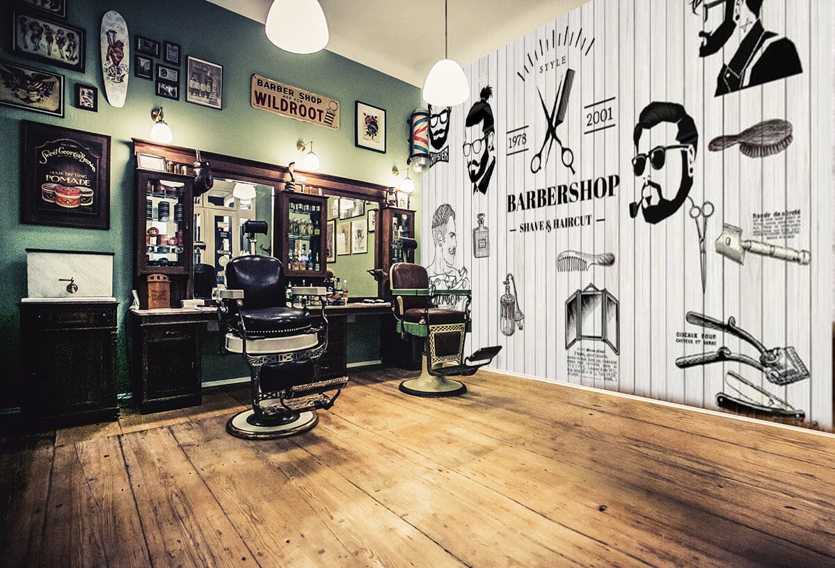 3D Man Cut Hair 1398 Barber Shop Wall Murals Wallpaper AJ Wallpaper 2