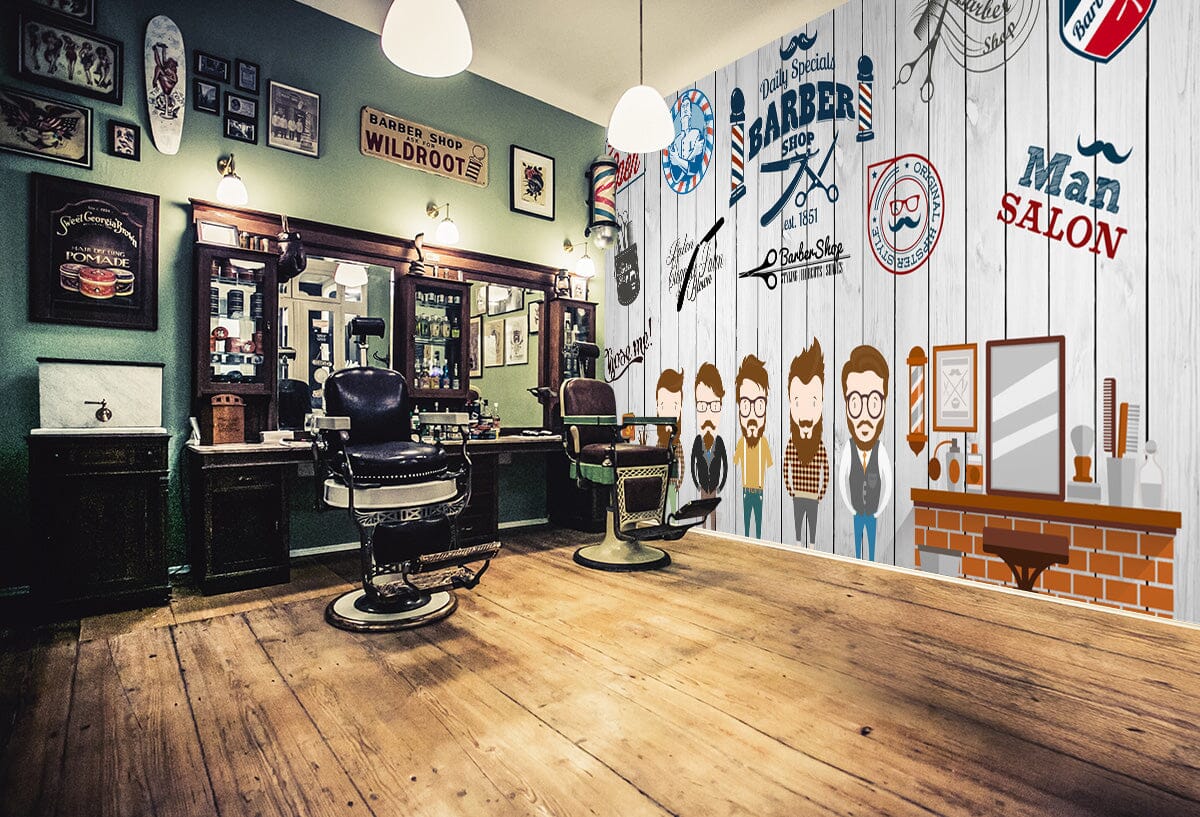 3D House 1475 Barber Shop Wall Murals Wallpaper AJ Wallpaper 2