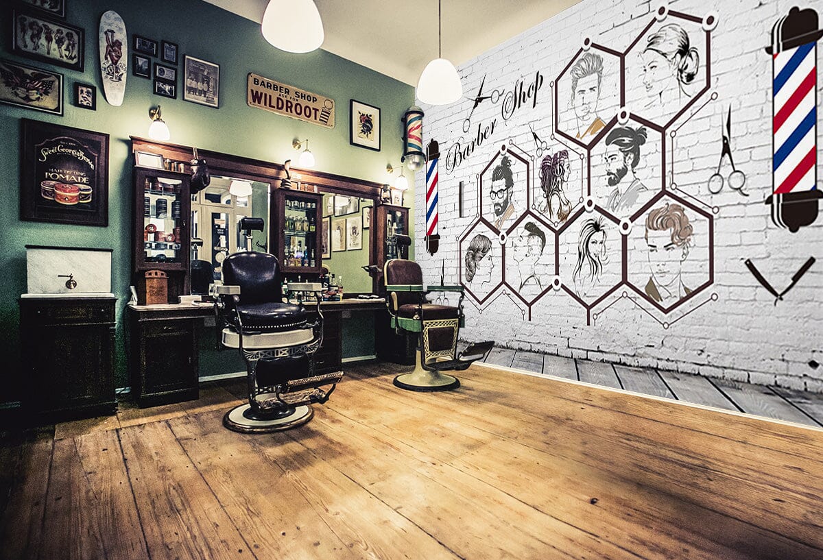 3D Man Cut Hair 1450 Barber Shop Wall Murals Wallpaper AJ Wallpaper 2