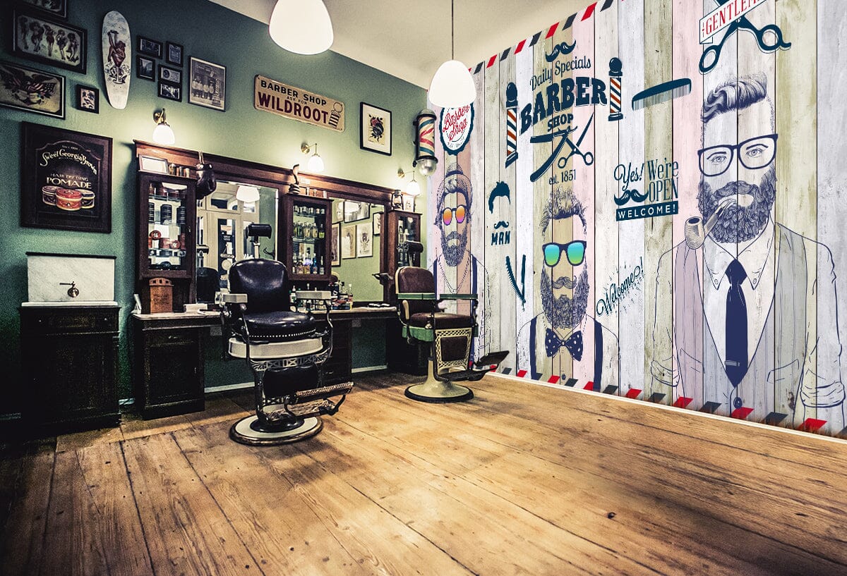 3D Cute Hairdresser 1432 Barber Shop Wall Murals Wallpaper AJ Wallpaper 2