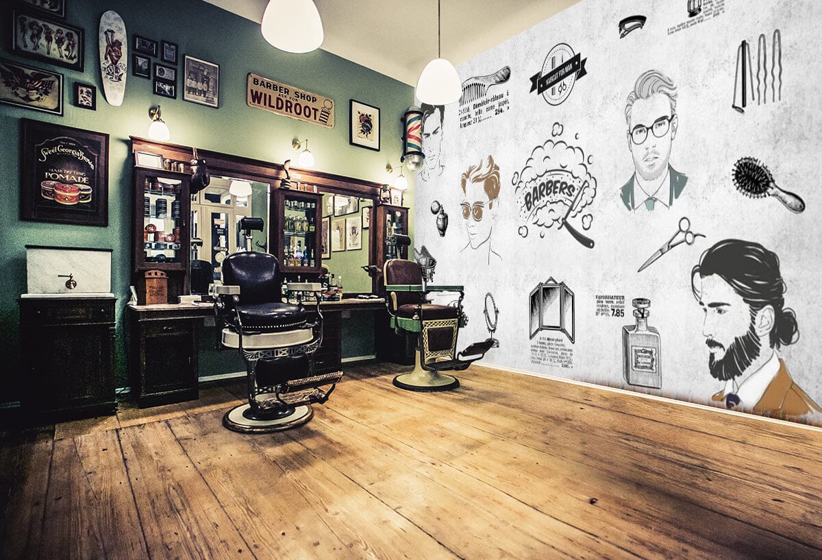 3D Trend Boy 1420 Barber Shop Wall Murals Wallpaper AJ Wallpaper 2