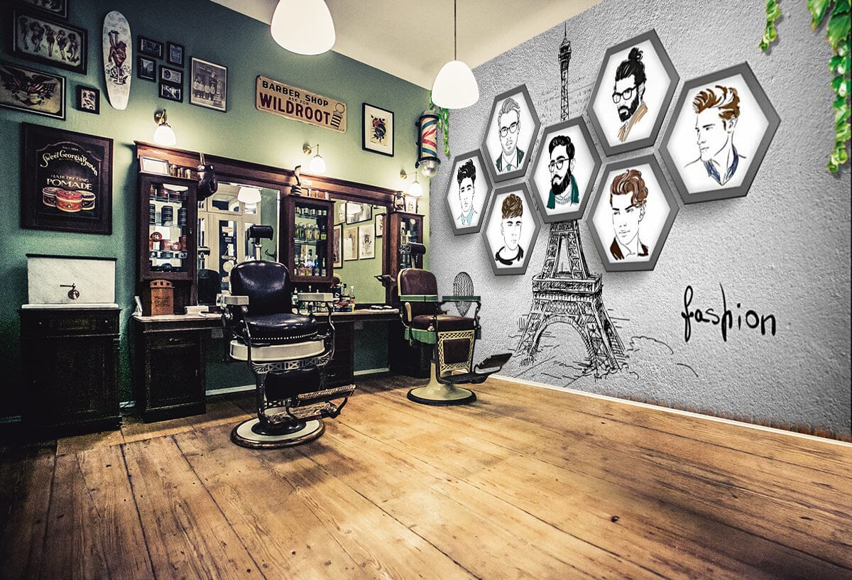 3D Fashion Style 1409 Barber Shop Wall Murals Wallpaper AJ Wallpaper 2