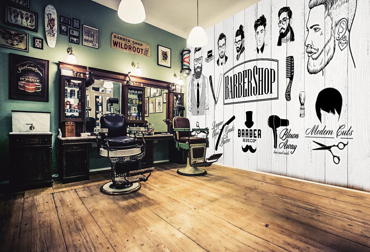 3D Men Look 1422 Barber Shop Wall Murals Wallpaper AJ Wallpaper 2