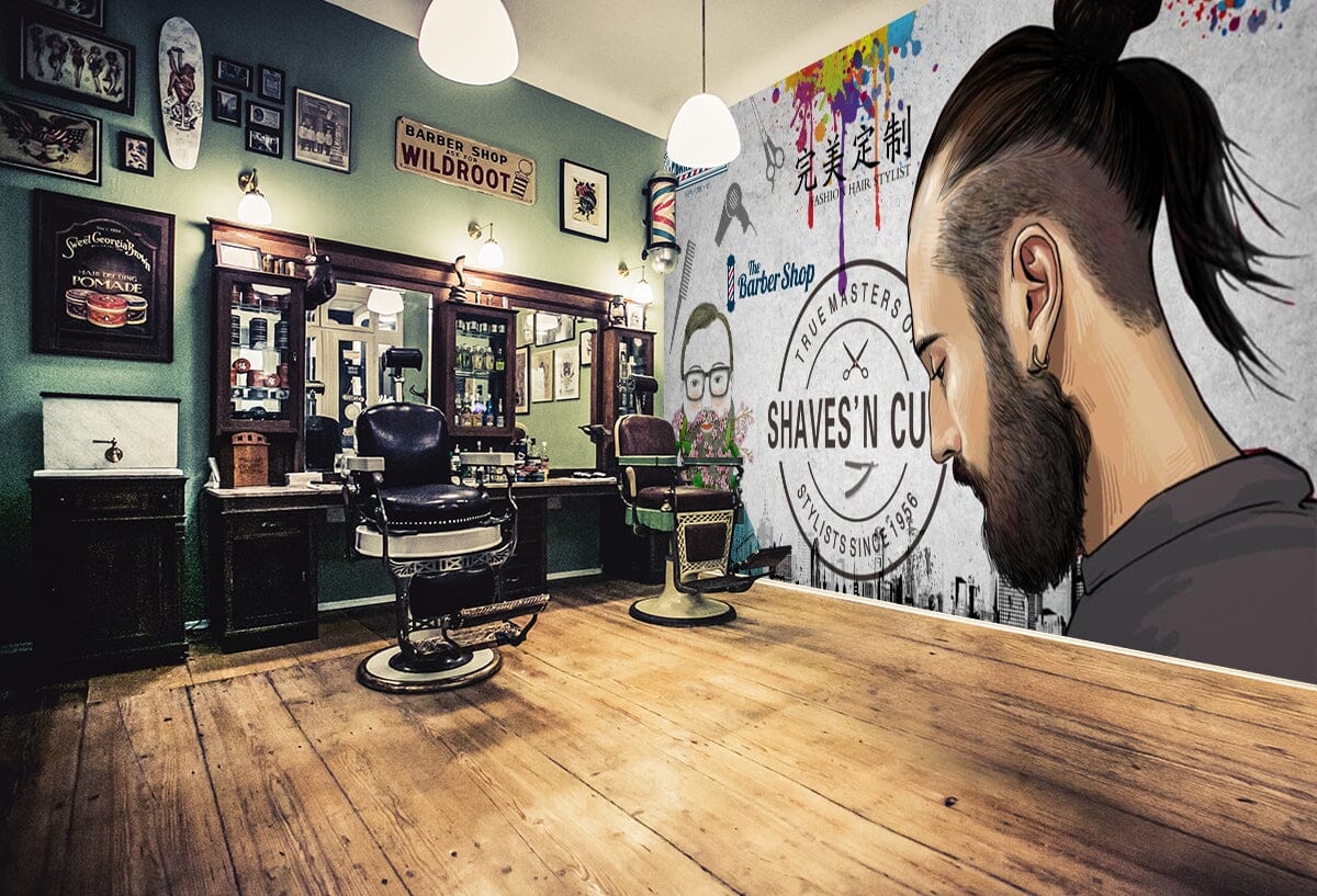 3D Signature Hairstyle 1479 Barber Shop Wall Murals Wallpaper AJ Wallpaper 2