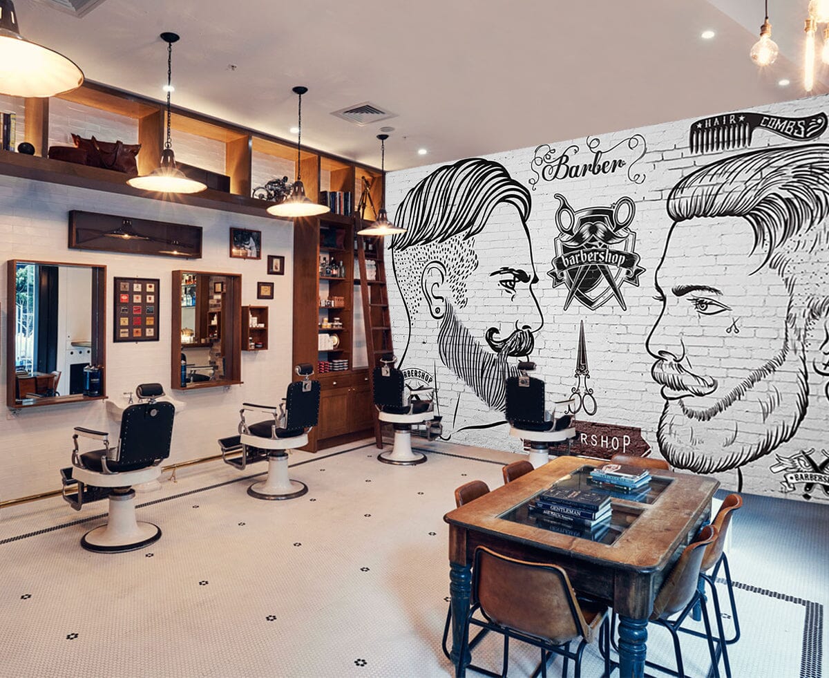3D Cut Hair 1453 Barber Shop Wall Murals Wallpaper AJ Wallpaper 2
