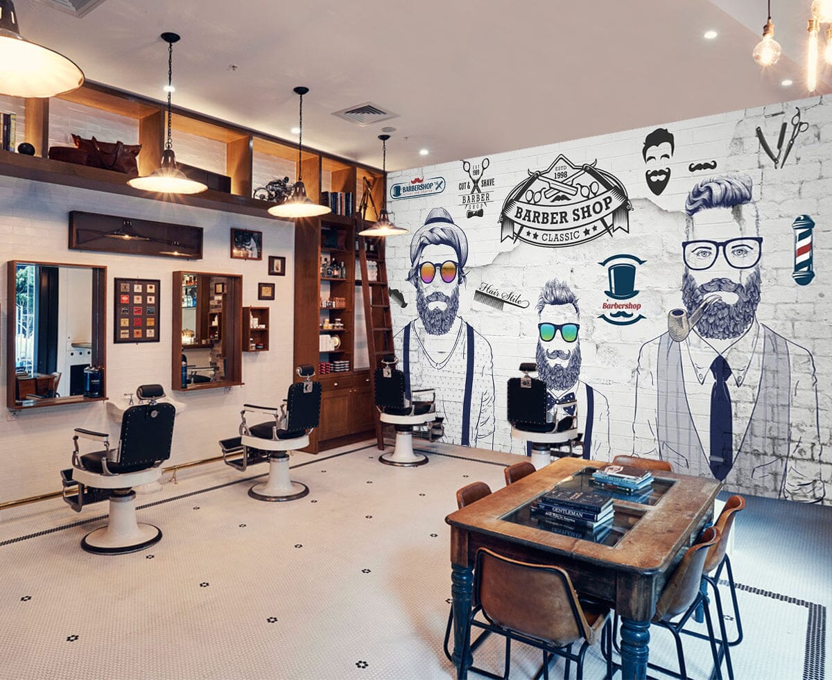 3D Man Cut Hair 1455 Barber Shop Wall Murals Wallpaper AJ Wallpaper 2