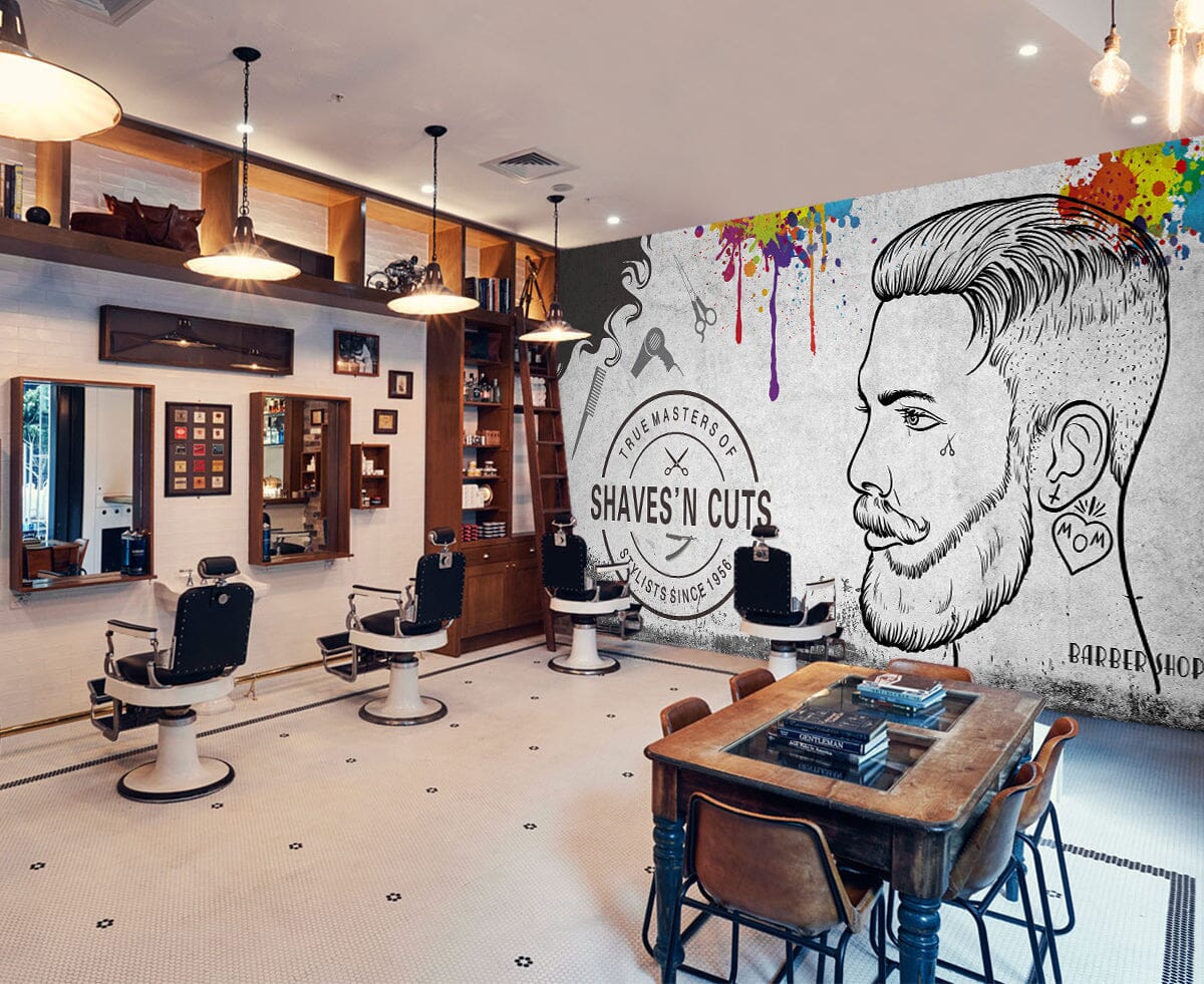 3D Beard Men 1441 Barber Shop Wall Murals Wallpaper AJ Wallpaper 2