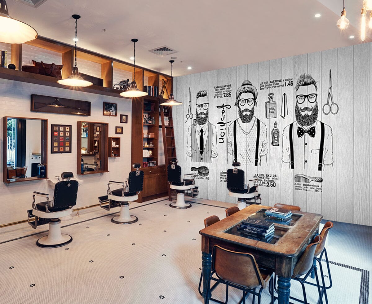 3D Trend Boy 1418 Barber Shop Wall Murals Wallpaper AJ Wallpaper 2
