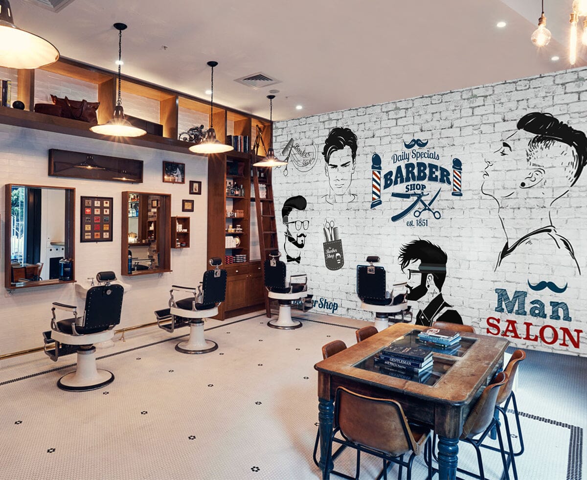 3D Short Hair Style 1476 Barber Shop Wall Murals Wallpaper AJ Wallpaper 2