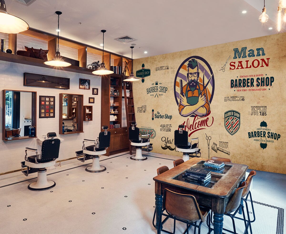 3D Strong Hairdresser 1434 Barber Shop Wall Murals Wallpaper AJ Wallpaper 2