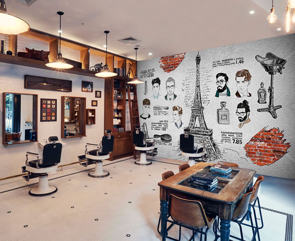 3D Fashion Style 1410 Barber Shop Wall Murals Wallpaper AJ Wallpaper 2