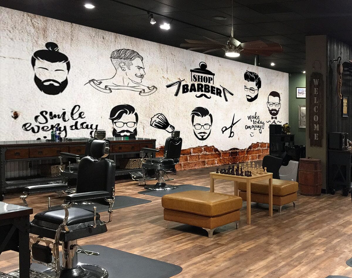 3D Short Hair Style 1426 Barber Shop Wall Murals Wallpaper AJ Wallpaper 2