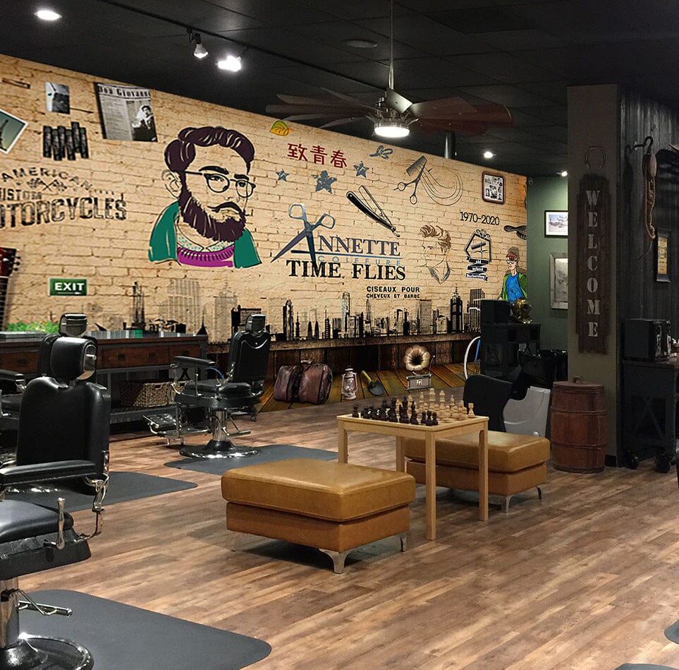 3D Happy Haircut 1466 Barber Shop Wall Murals Wallpaper AJ Wallpaper 2