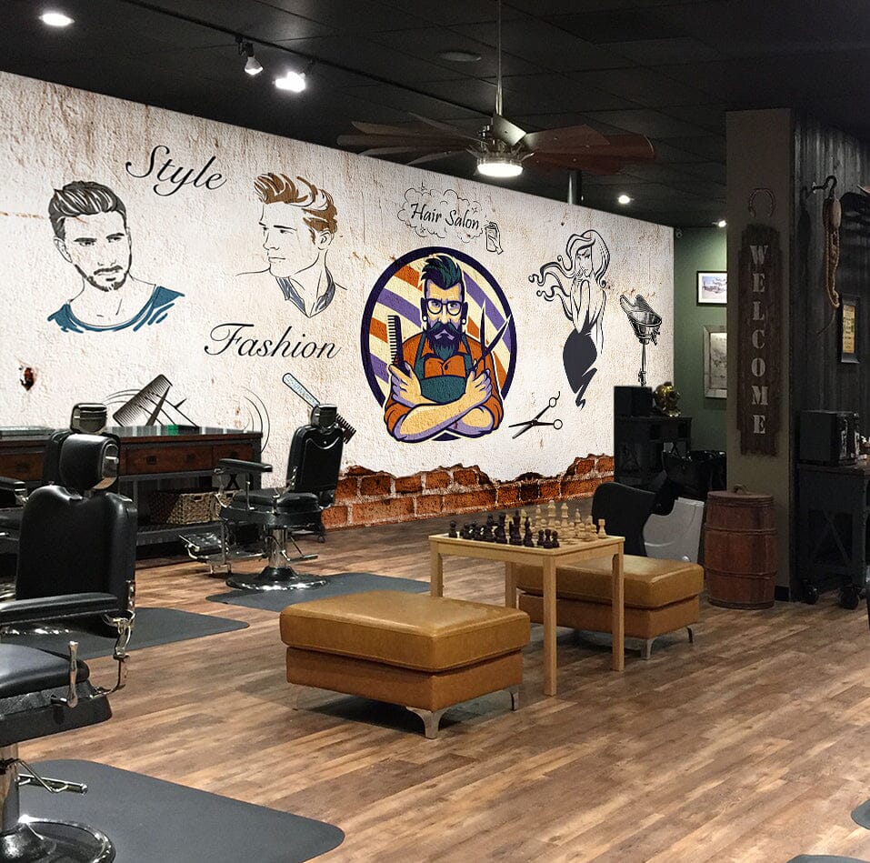 3D Glasses Uncle 1487 Barber Shop Wall Murals Wallpaper AJ Wallpaper 2