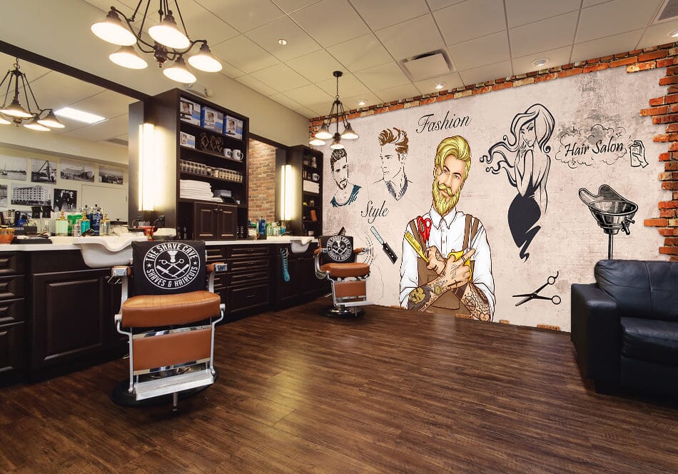 3D Fashion Style 1483 Barber Shop Wall Murals Wallpaper AJ Wallpaper 2