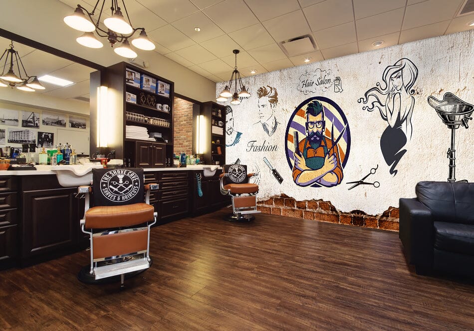 3D Glasses Uncle 1487 Barber Shop Wall Murals Wallpaper AJ Wallpaper 2