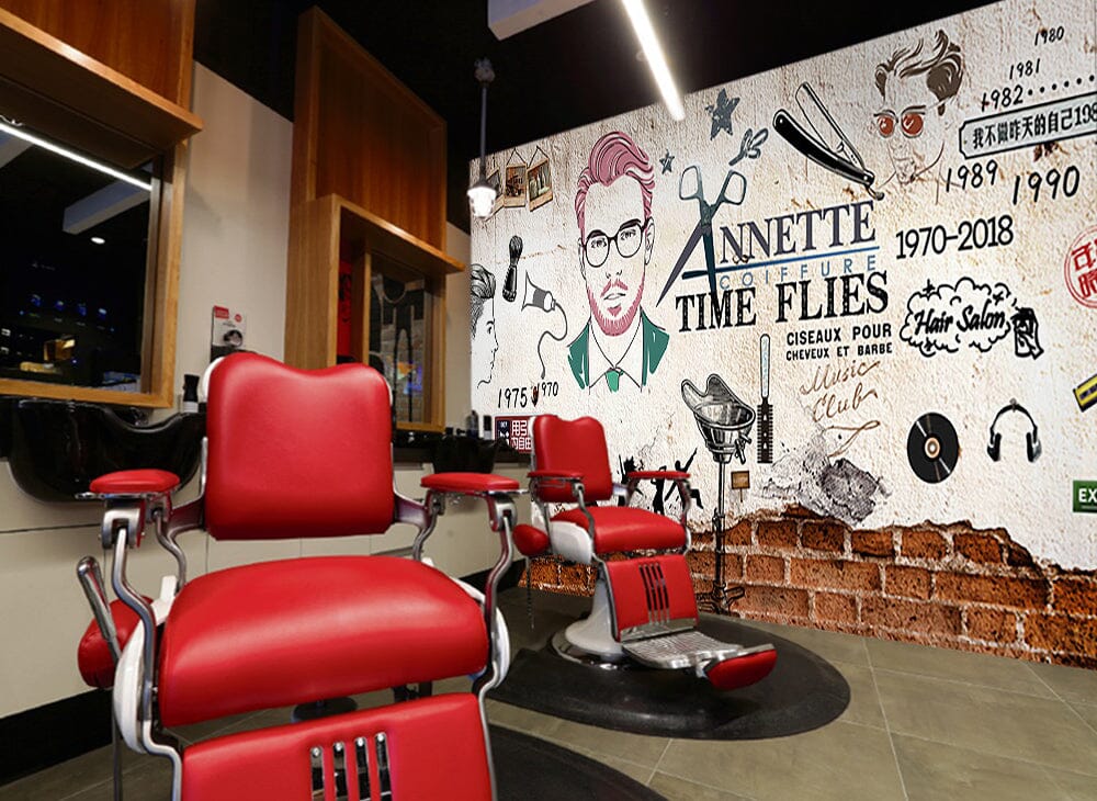 3D Signature Hairstyle 1459 Barber Shop Wall Murals Wallpaper AJ Wallpaper 2