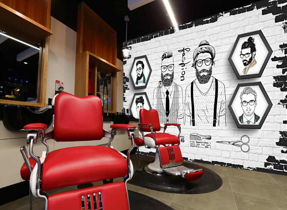 3D Short Hair 1412 Barber Shop Wall Murals Wallpaper AJ Wallpaper 2