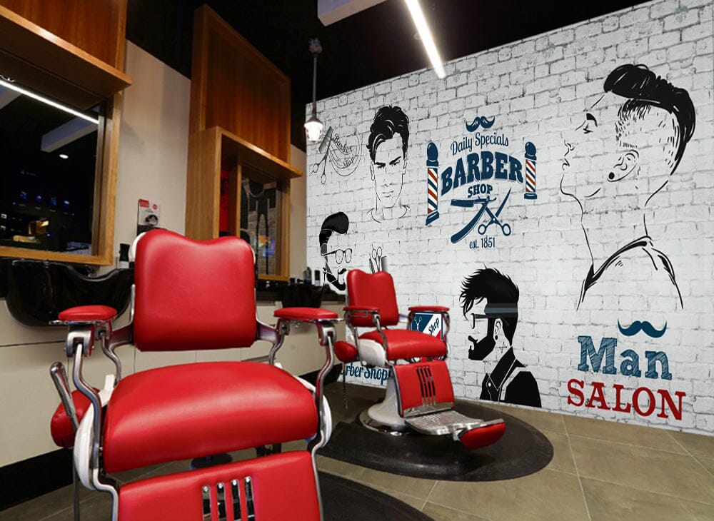3D Short Hair Style 1476 Barber Shop Wall Murals Wallpaper AJ Wallpaper 2