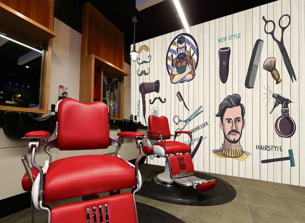 3D Trend Boy 1419 Barber Shop Wall Murals Wallpaper AJ Wallpaper 2
