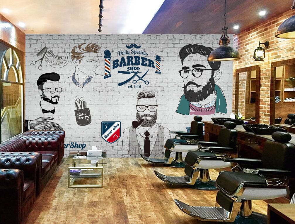 3D Man Cut Hair 1435 Barber Shop Wall Murals Wallpaper AJ Wallpaper 2
