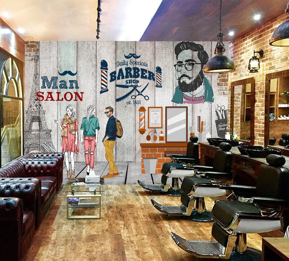3D Street Girl 1404 Barber Shop Wall Murals Wallpaper AJ Wallpaper 2