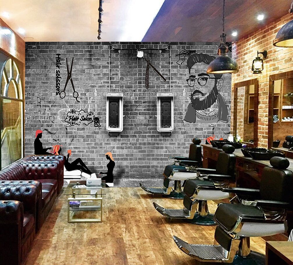 3D Signature Hairstyle 1460 Barber Shop Wall Murals Wallpaper AJ Wallpaper 2