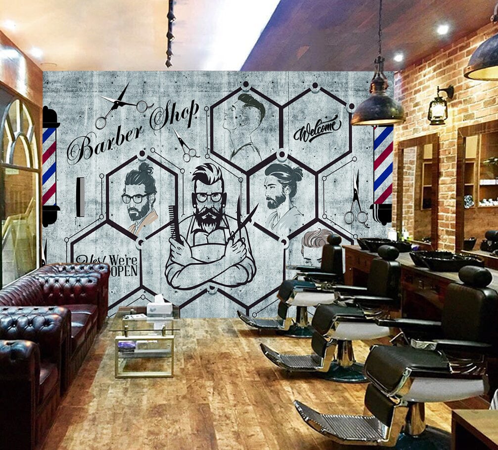 3D Short Hair Style 1477 Barber Shop Wall Murals Wallpaper AJ Wallpaper 2