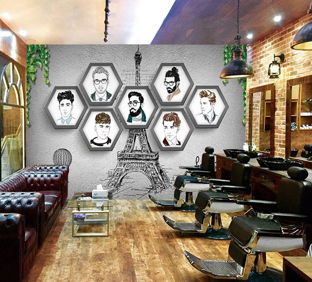 3D Fashion Style 1409 Barber Shop Wall Murals Wallpaper AJ Wallpaper 2