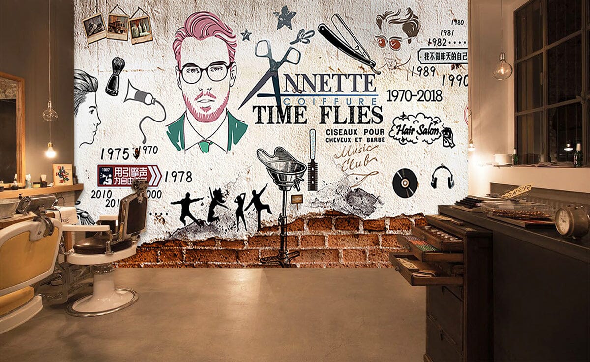 3D Signature Hairstyle 1459 Barber Shop Wall Murals Wallpaper AJ Wallpaper 2