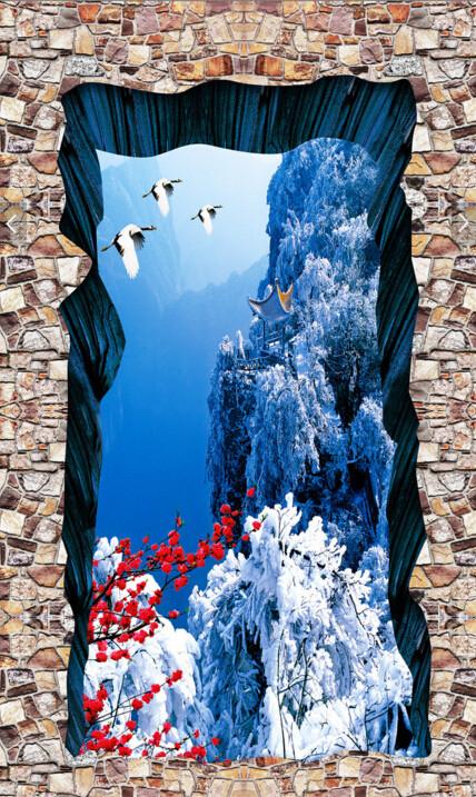 3D Winter Scenery Floor Mural Wallpaper AJ Wallpaper 2