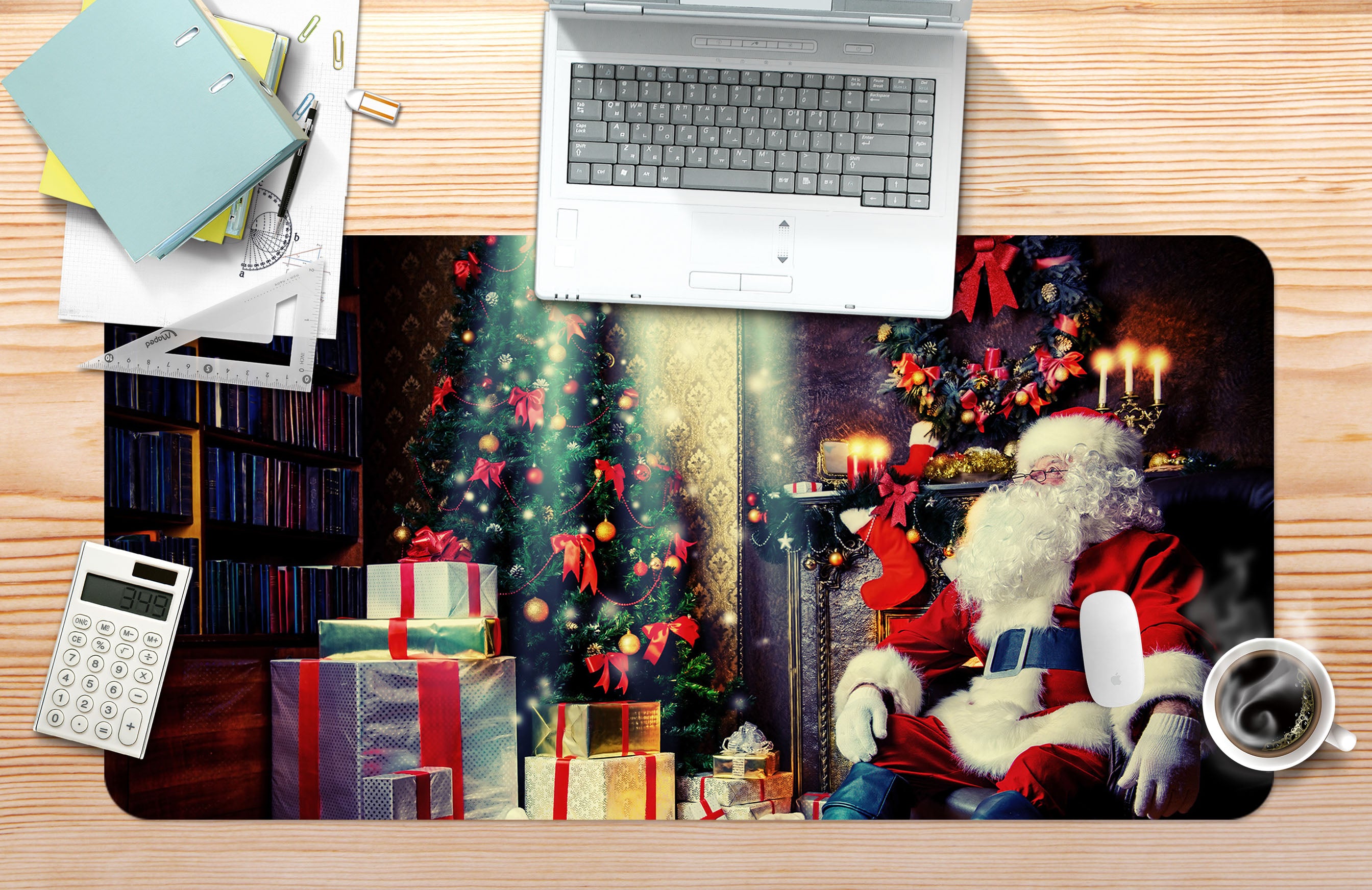 3D Santa Claus Tree Gift 51174 Christmas Desk Mat Xmas