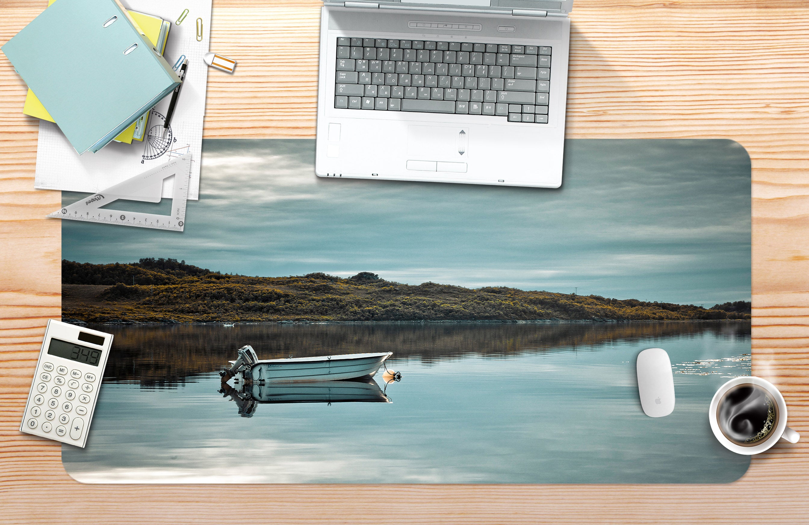 3D Lake Boat 7713 Assaf Frank Desk Mat