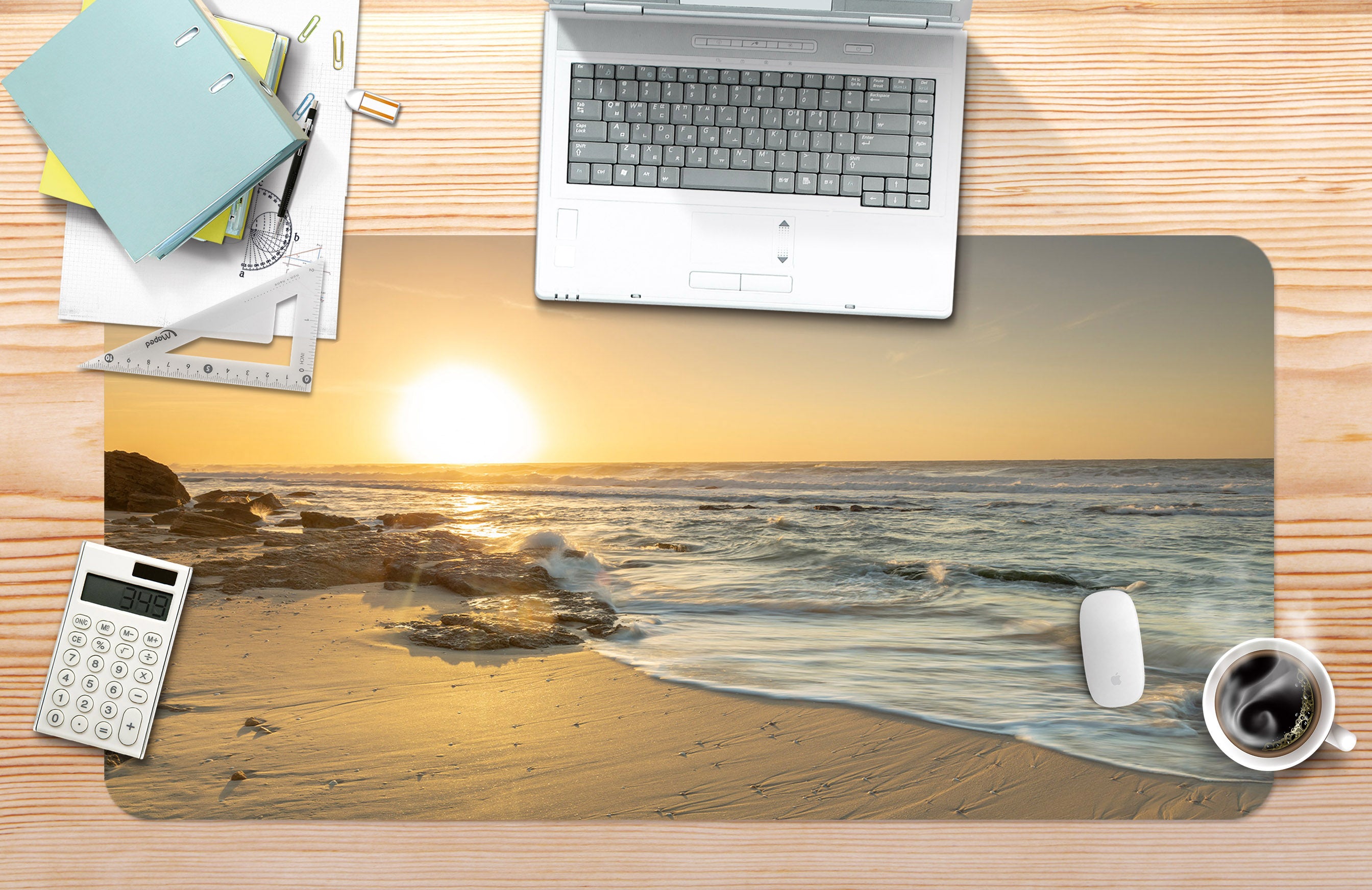 3D Beach Waves 7744 Assaf Frank Desk Mat