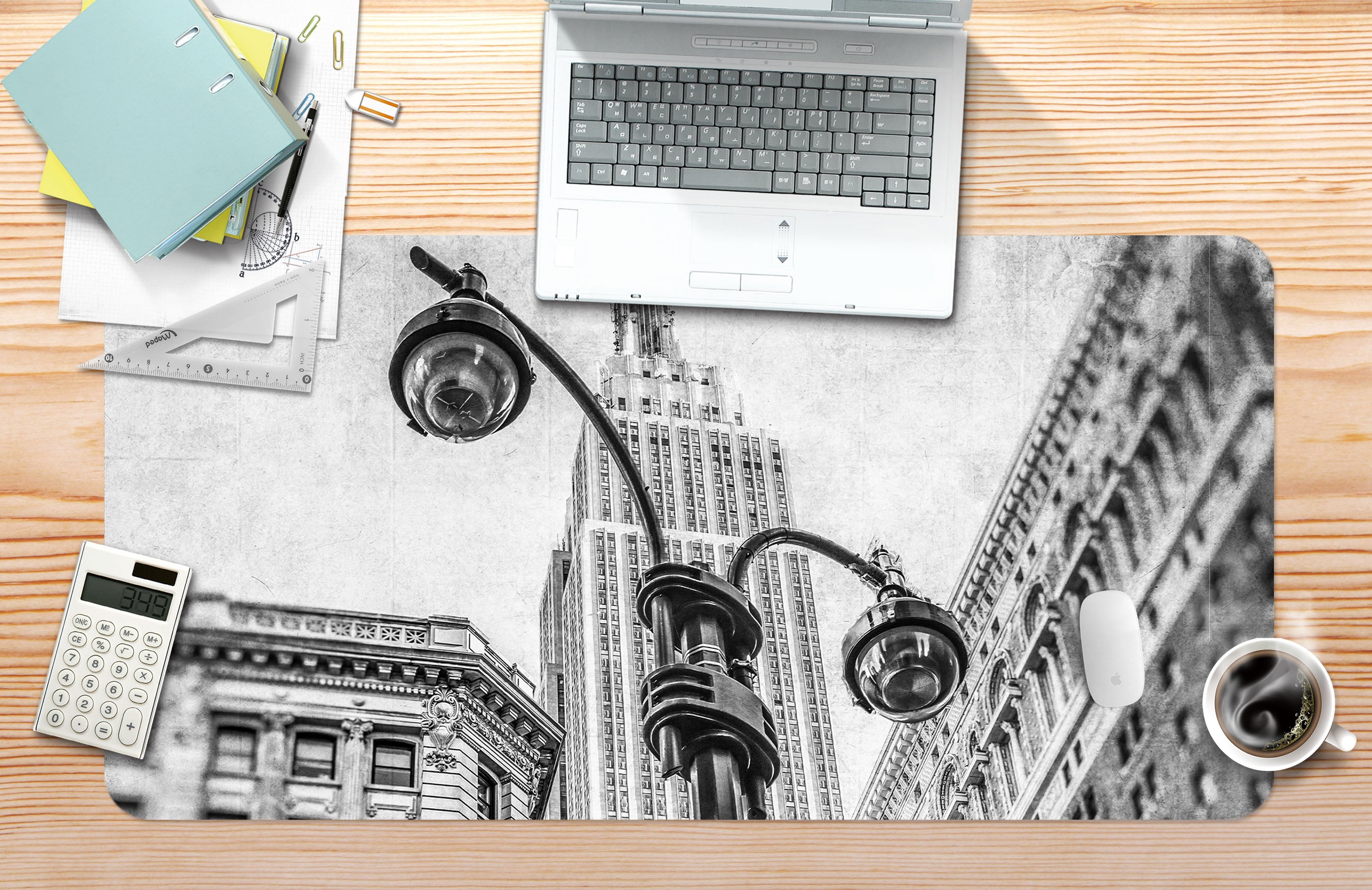 3D Gray Street Light 7727 Assaf Frank Desk Mat