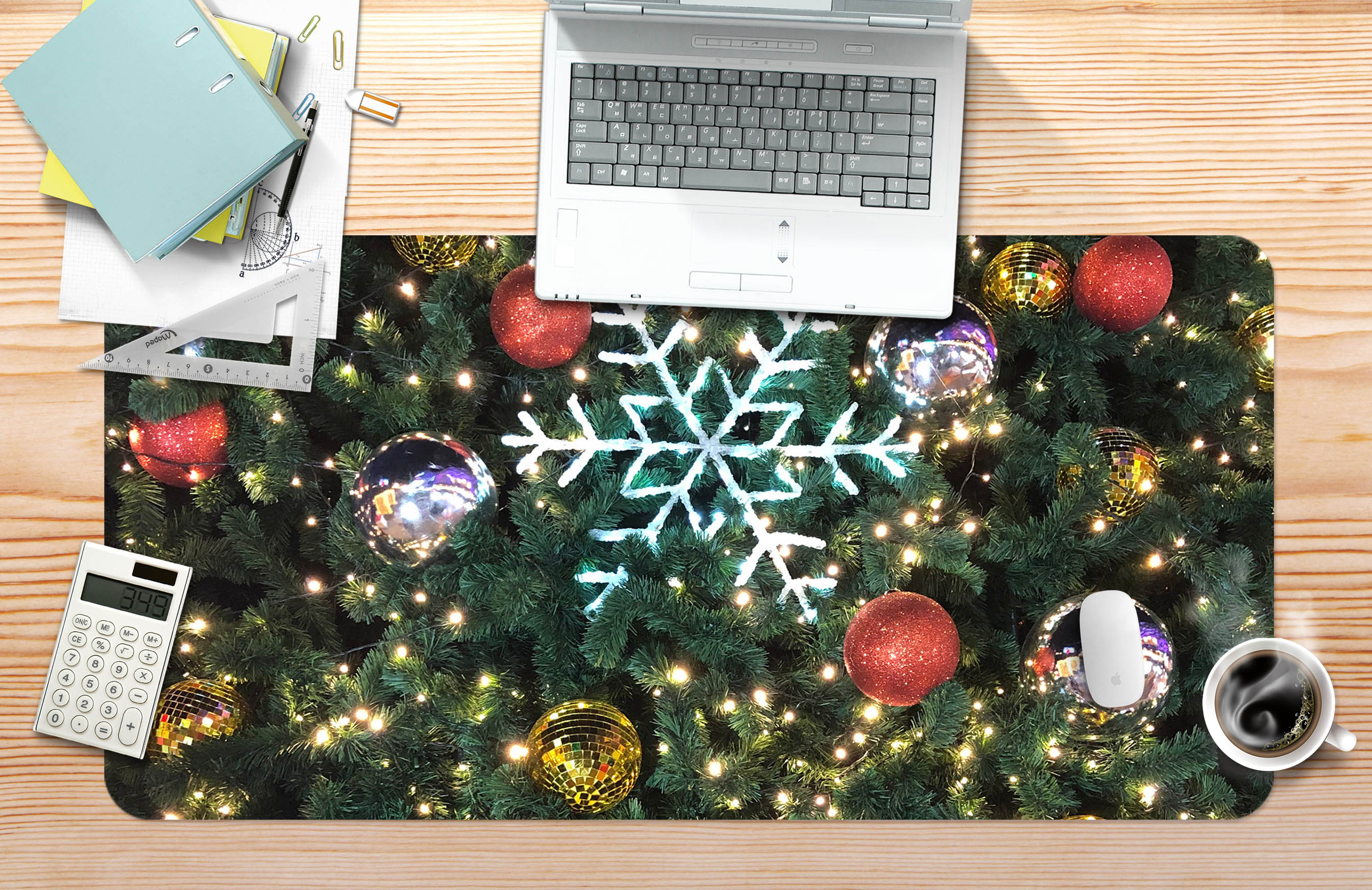 3D Ball Snowflake 51238 Christmas Desk Mat Xmas