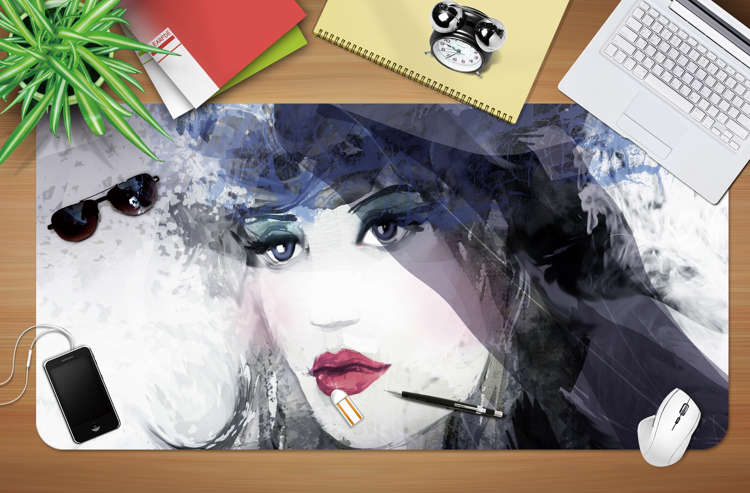 3D Brunette Female 17104 Desk Mat