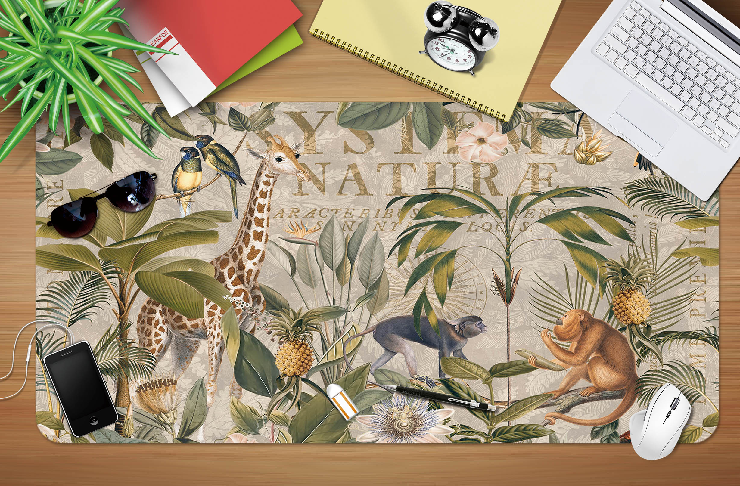 3D Bird Leaves Animal 5240 Andrea Haase Desk Mat