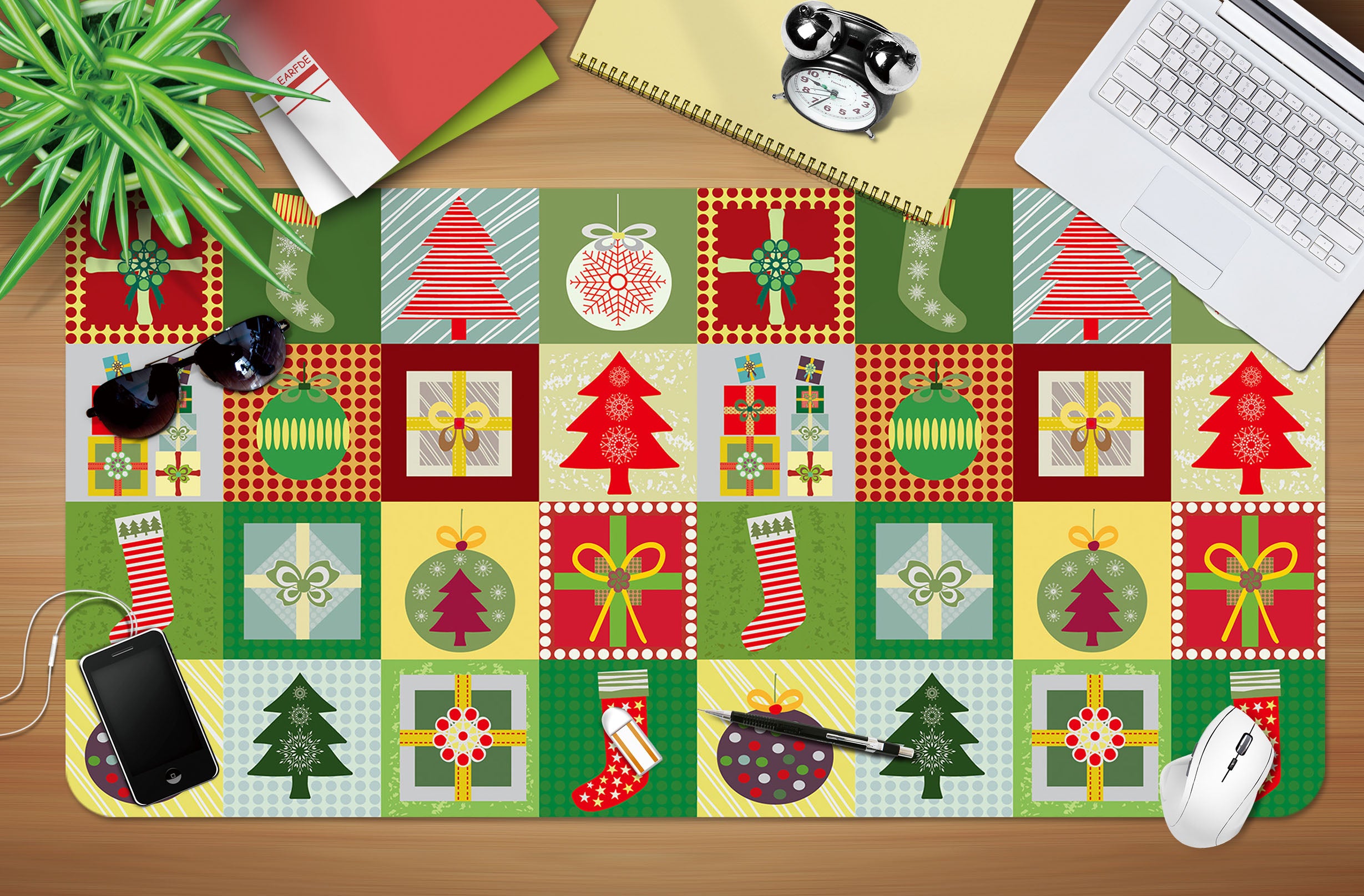 3D Tree Square Pattern 51232 Christmas Desk Mat Xmas