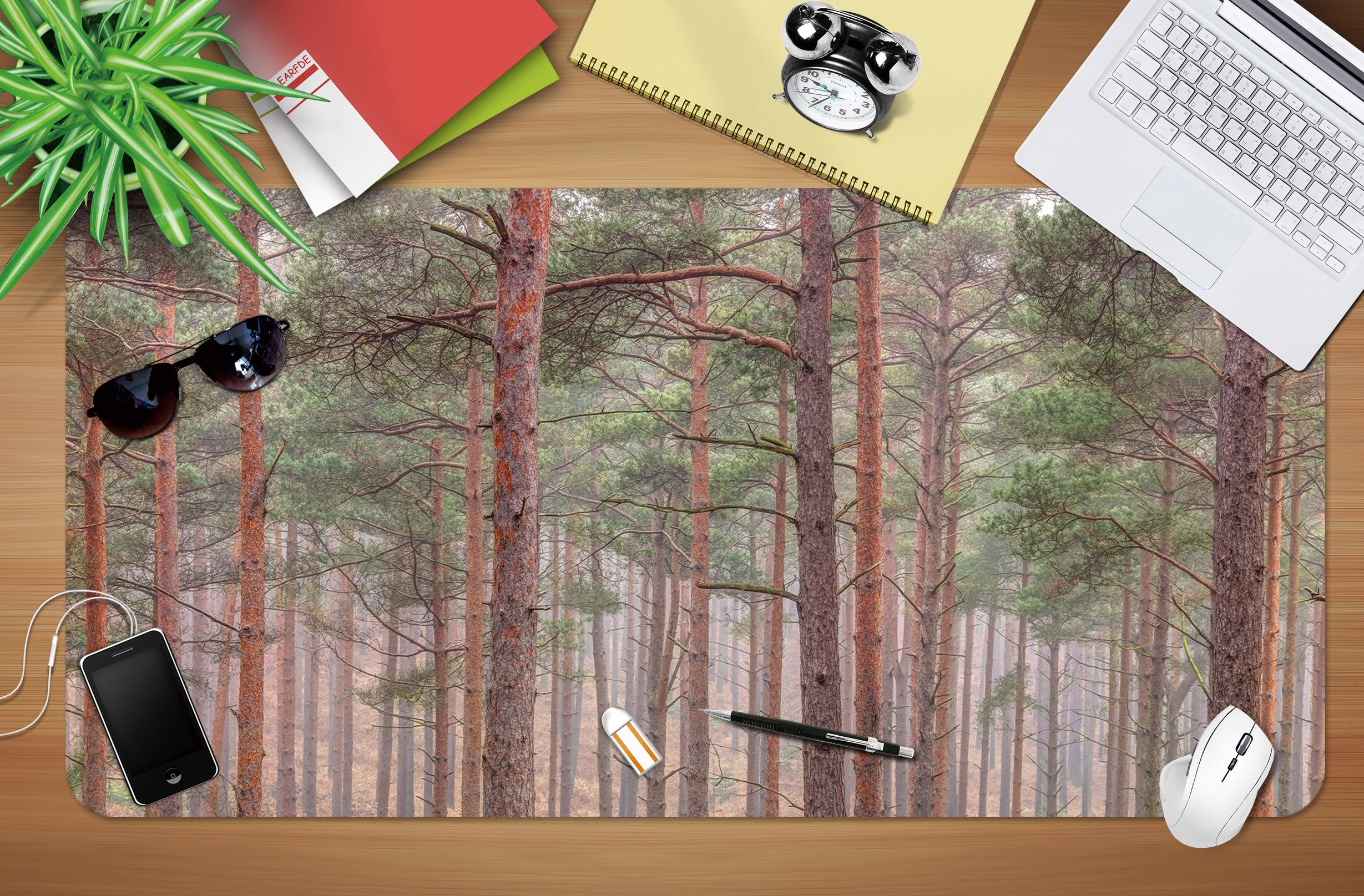 3D Green Trees 7753 Assaf Frank Desk Mat