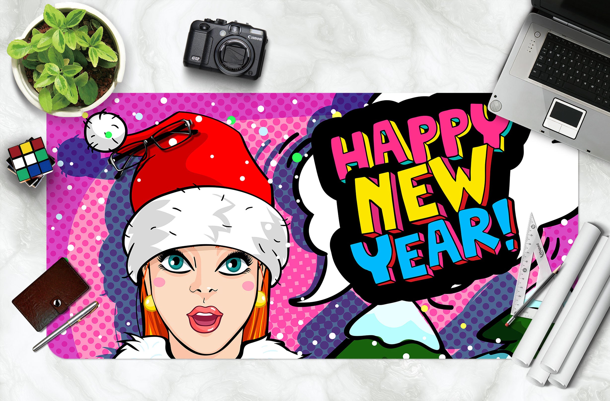 3D Christmas Girl 17158 Desk Mat