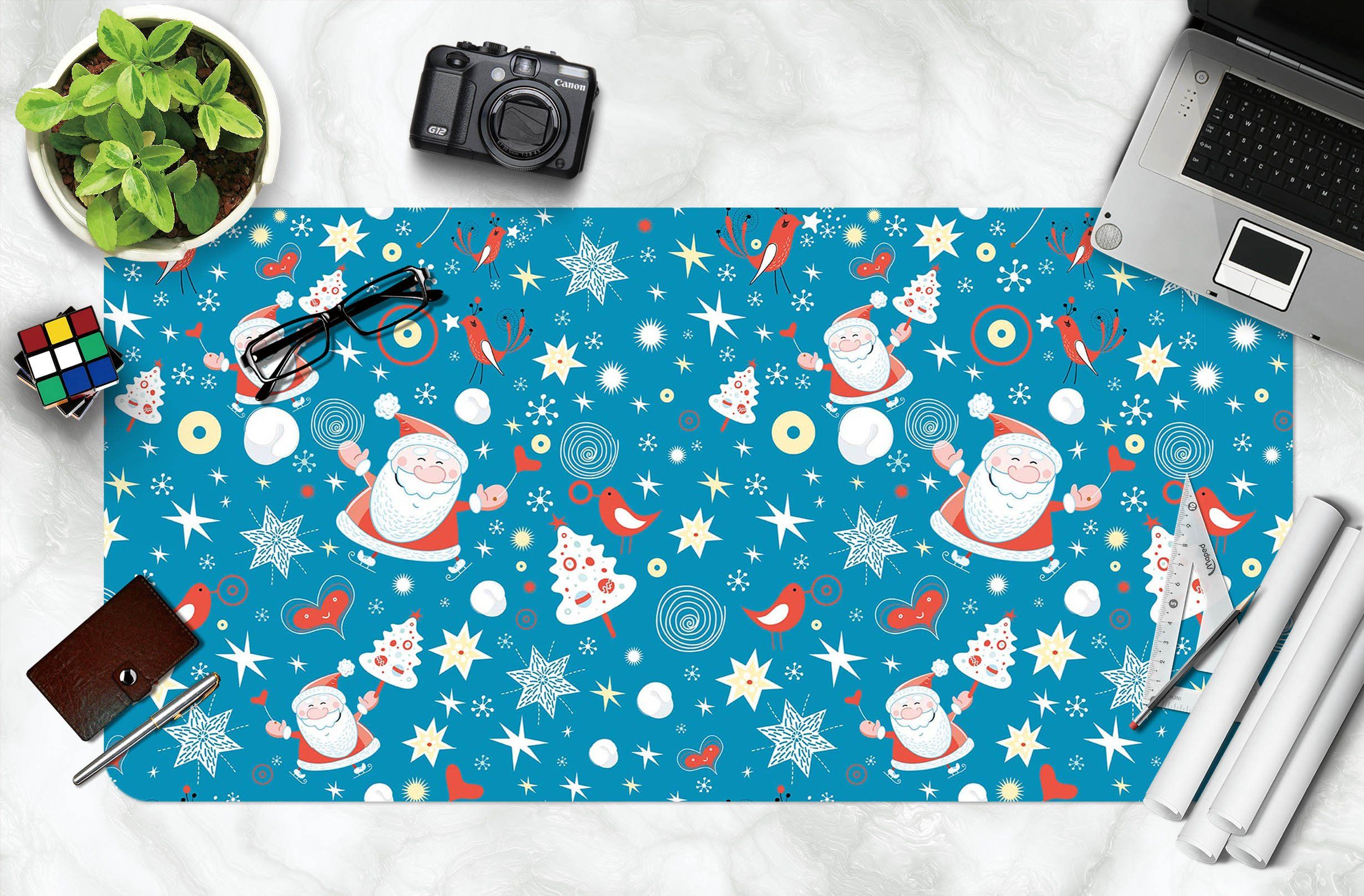 3D Snowflake Bird Pattern 034 Desk Mat Mat AJ Creativity Home