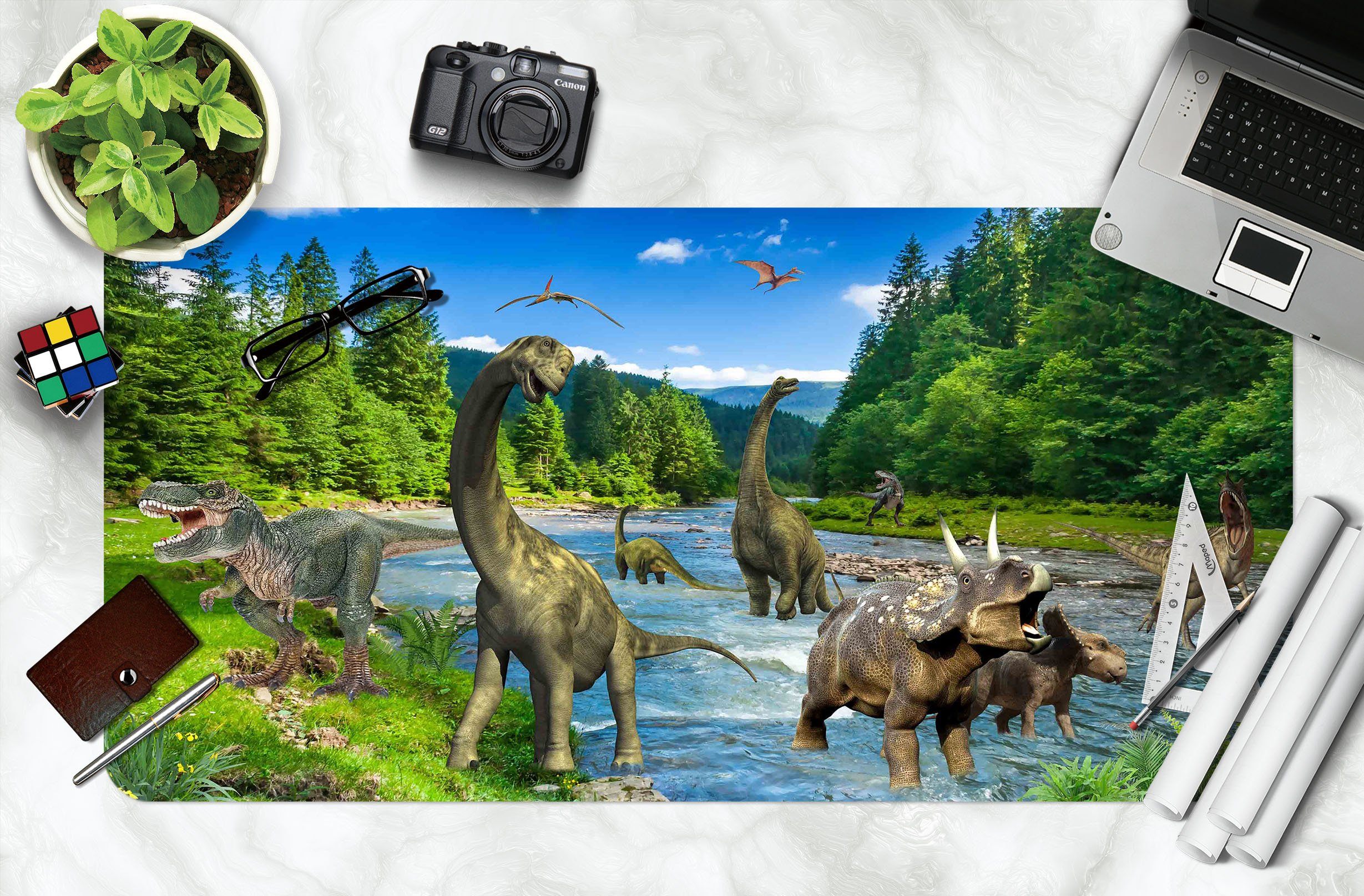 3D Dinosaur River 185 Desk Mat Mat AJ Creativity Home