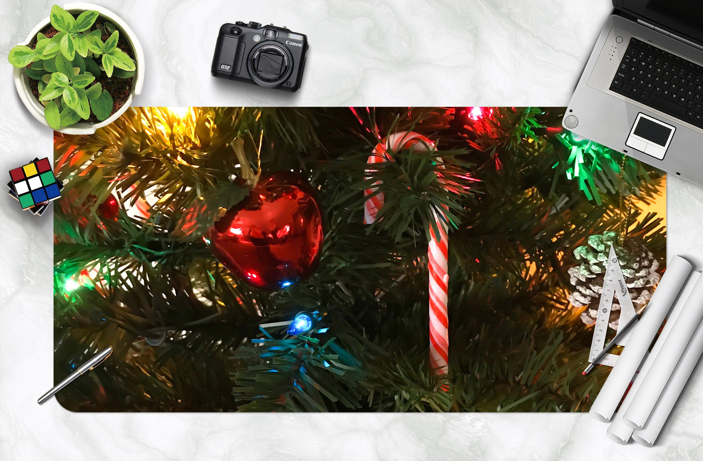 3D Candy Cane Ball Pendant 51253 Christmas Desk Mat Xmas