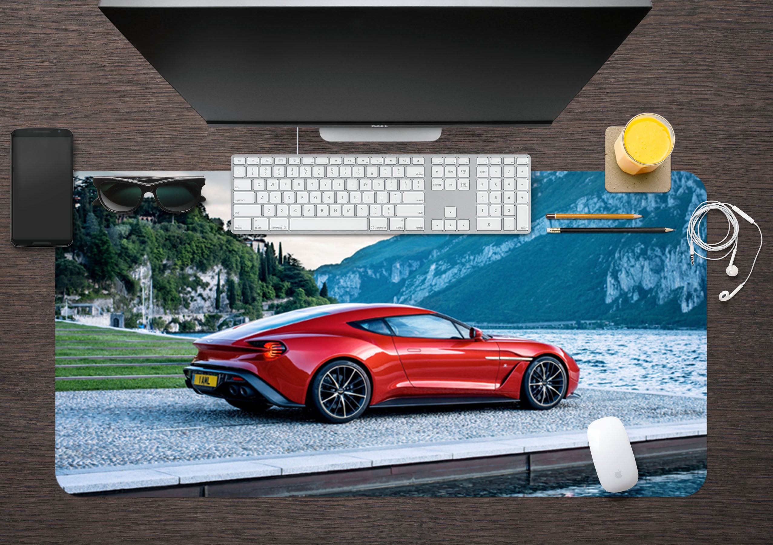 3D Red Car 17081 Desk Mat