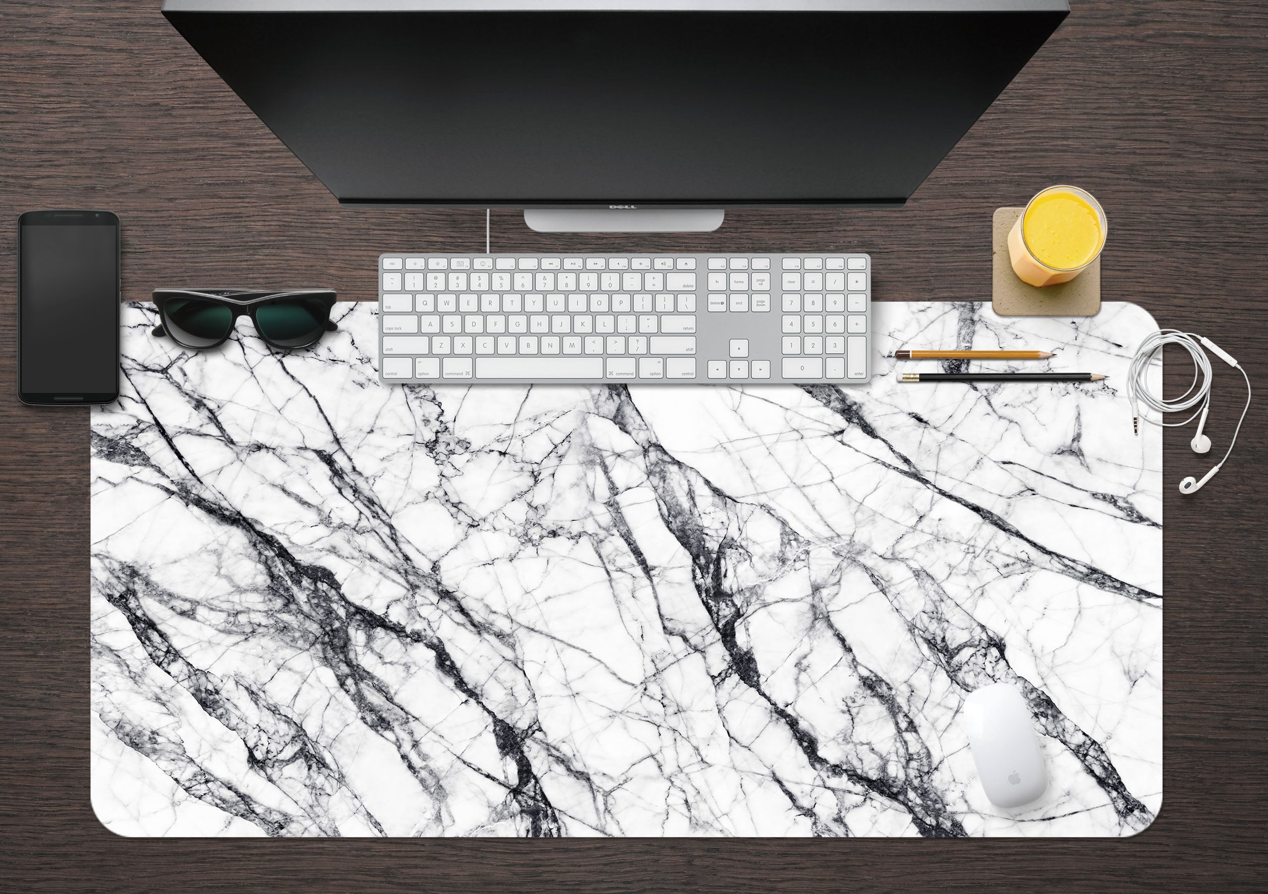 3D White Marble 18005 Desk Mat